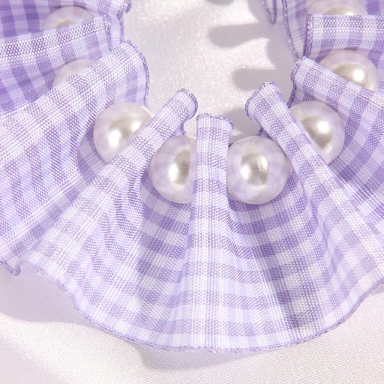 Convenient Pet Collar Faux Pearl Decoration Polyester Layout Props Adjustable Pet Bib for Kitten