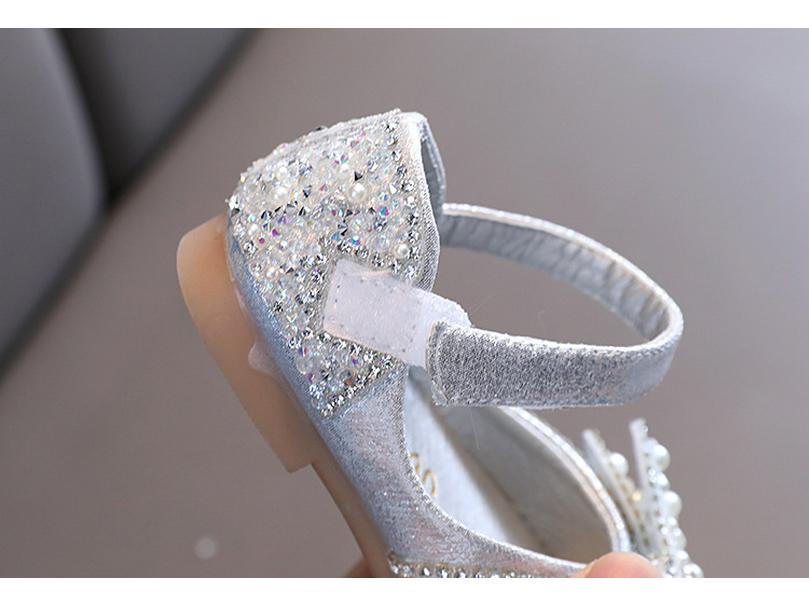 2025 Spring/Summer Girls' Korean Style Rhinestone Bow Square Toe Leather Dance Shoes