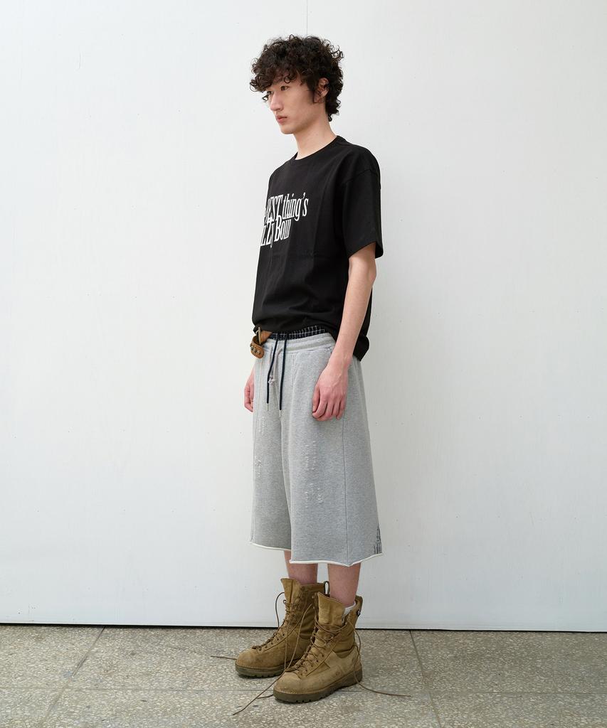THEVINYLHOUSE Cut-Off Damage Shorts Gray