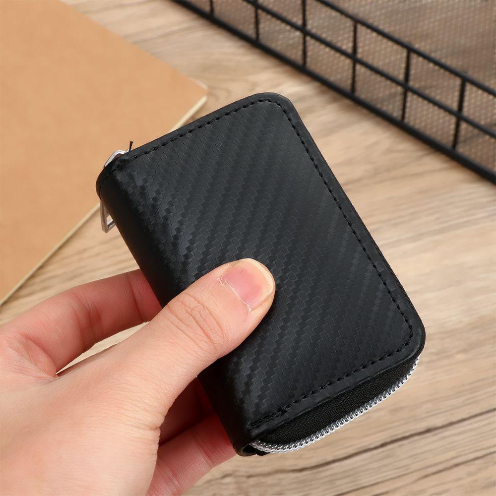 Portable Zipper Bag PU RFID Blocking Bag Faraday Cage Signal Blocker Case Car Key Signal Shielding