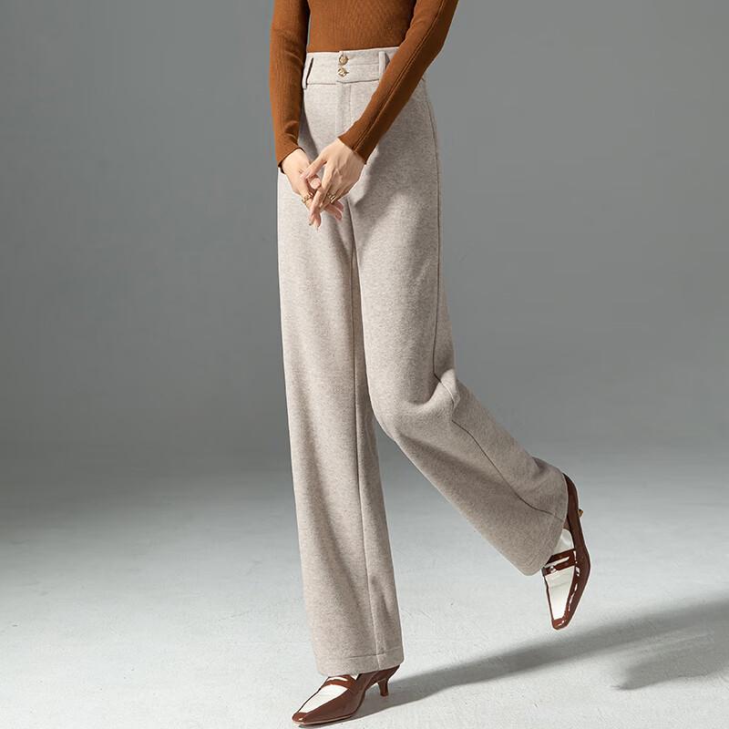 Fanzhen Women's High-Waist Wide-Leg Wool Blend Trousers