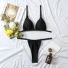 Costum de baie pentru femei, fără mâneci, mozaic triunghi, cu bretele din spate, seturi de bikini din două piese