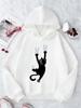 Funny Cute Climbing Cat Children's Hoodie Sweatshirt Cute Kawaii Hoody for Boys Girls Autumn Spring Casual Hoodies