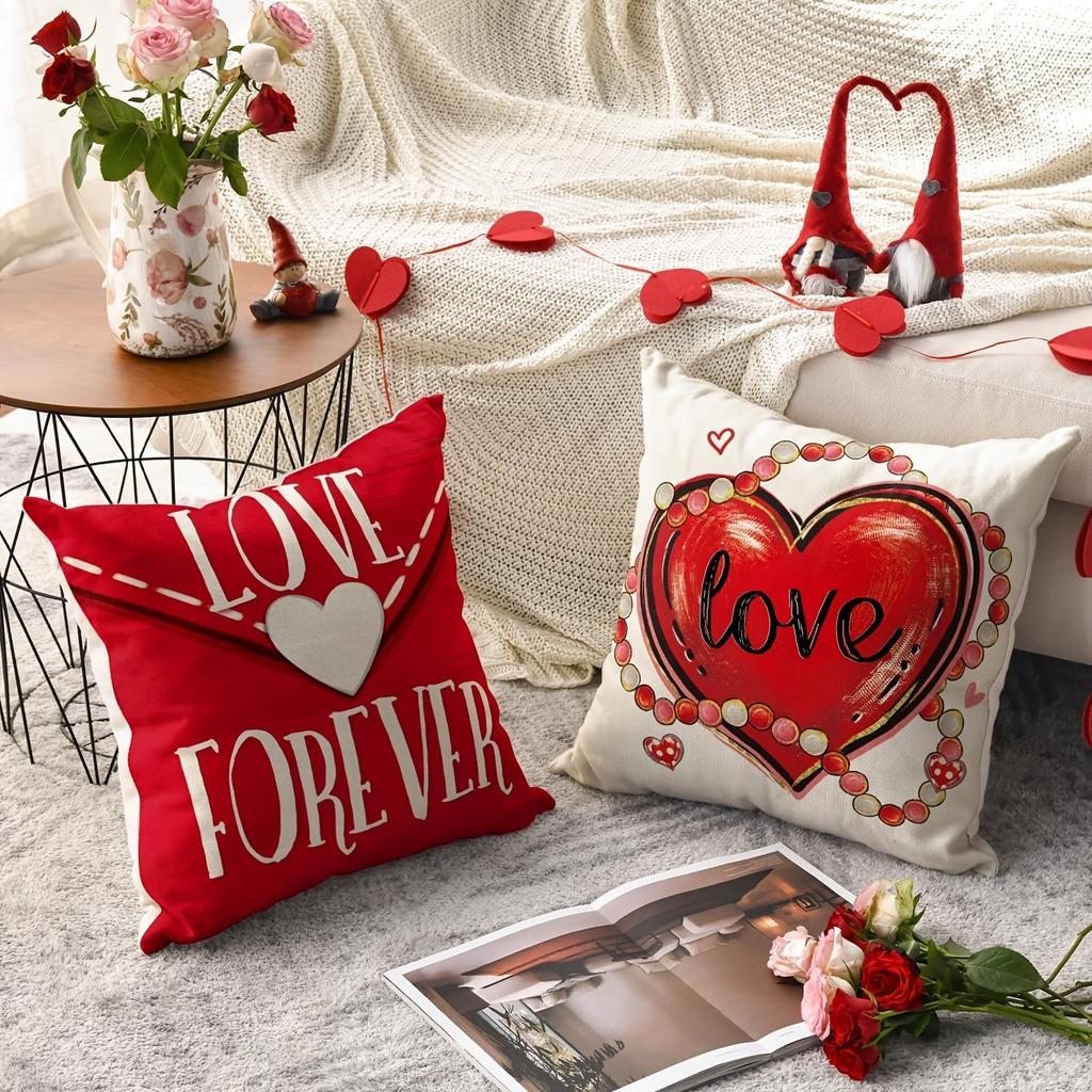 1/4 Stück Herzförmige Kissen zum Valentinstag: HALLO VALENTIN, LIEBE FÜR IMMER, und entzückende Liebesdesigns! Heimschlafzimmerdekoration
