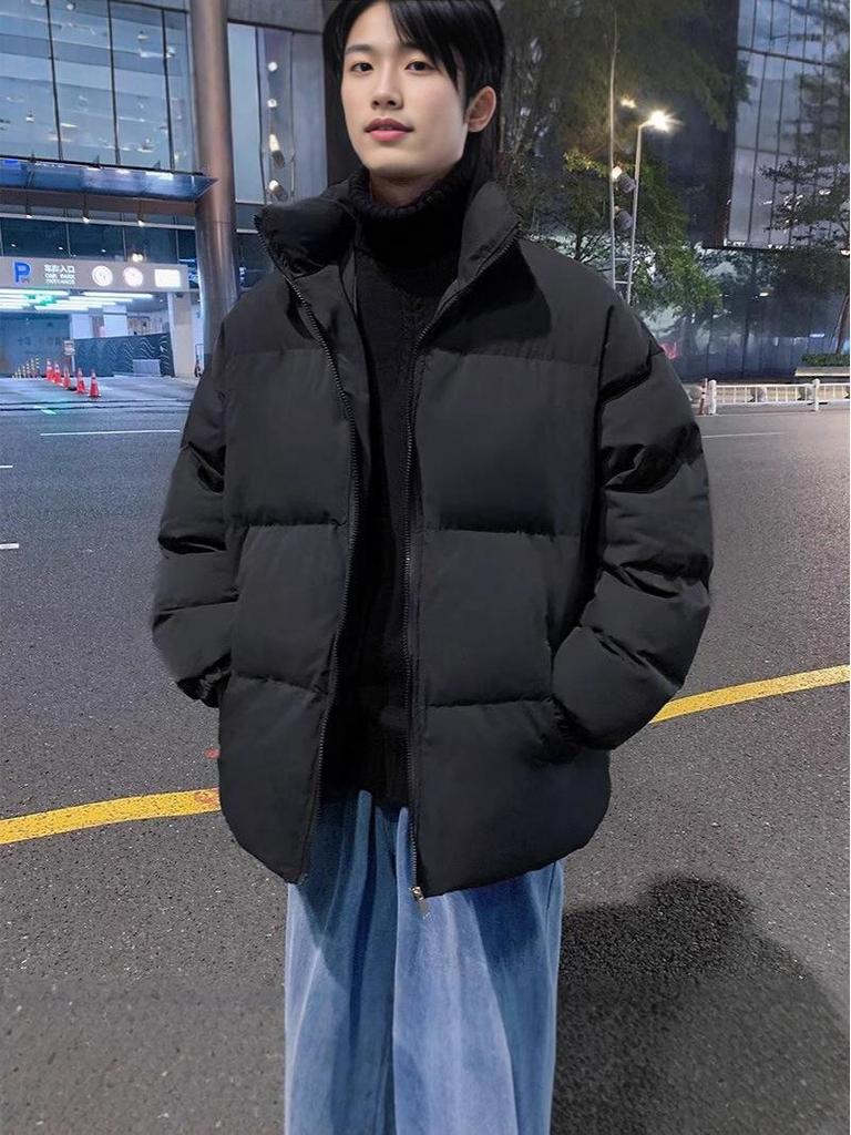 Men's Thick Winter Cotton-Padded Jacket with Loose Stand Collar