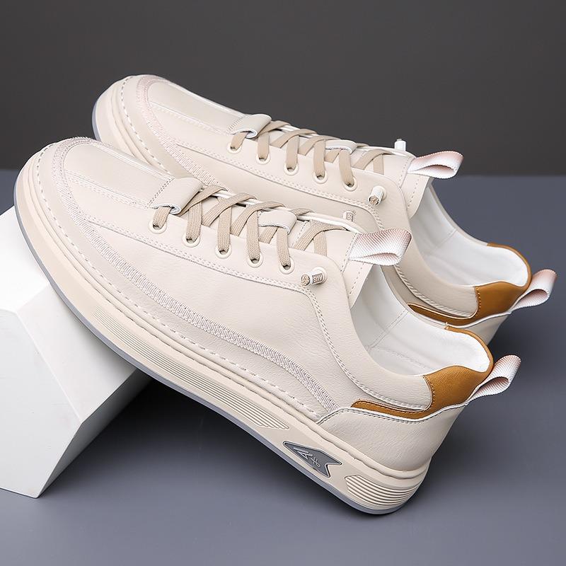 Men's shoes autumn new men's casual leather shoes men's trend fashion board shoes genuine leather retro white shoes