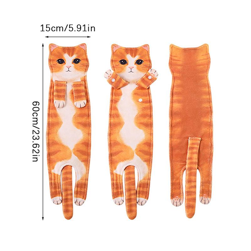 Funny Cat Hand Towels Kitchen Bathroom Hand Towel With Hanging Loops Soft Absorbent Home Decor Dishtowel For Cat Lover Gifts
