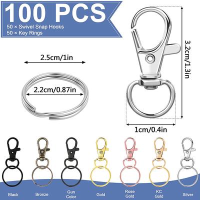 50/100Pcs Swivel Snap Hooks With Key Rings, Premium Metal Swivel Lobster Claw Clasps For Keychain DIY Jewelry Crafts