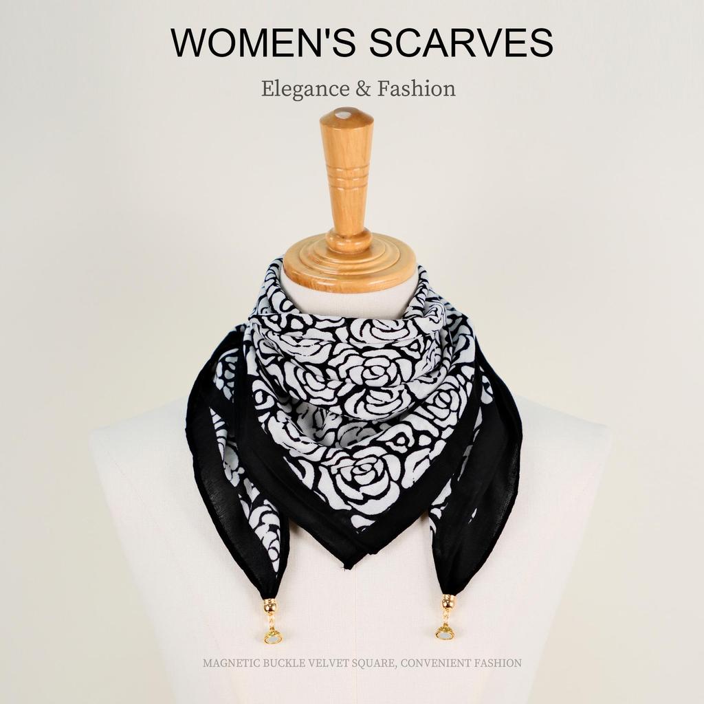 Golden Bean Magnetic Buckle Scarf – Fashionable Cotton & Linen Shawl for Mothers