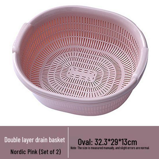 Dual-Layer Kitchen Storage Basket: Drainable, Multi-Purpose for Fruits & Vegetables