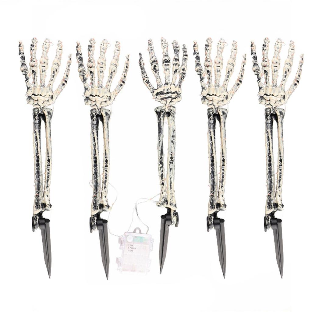 5Pcs 18in Halloween Skeleton Hands Decoration Glowing Lights, Skeleton Hand Garden Lights, Horror Garden Decoration Stakes
