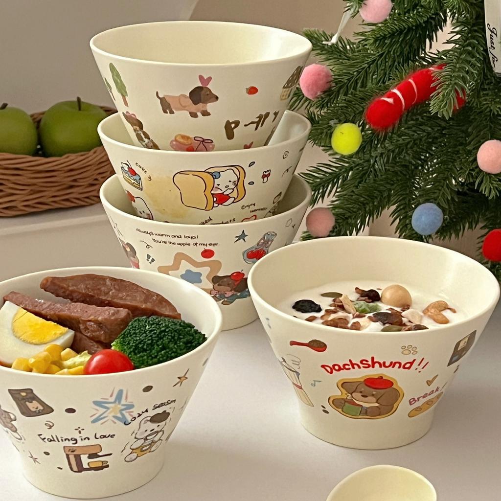 Cartoon Apple Dog Bowl, High Beauty Ceramic Household Japanese Rice Bowl, Oatmeal Fruit Salad Bowl, Exquisite Kitchen Decoration