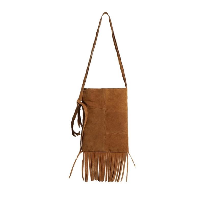 Suede Niche Boho Fringe Phone Bag American Ethnic Style Matte Mini Shoulder Crossbody Purse