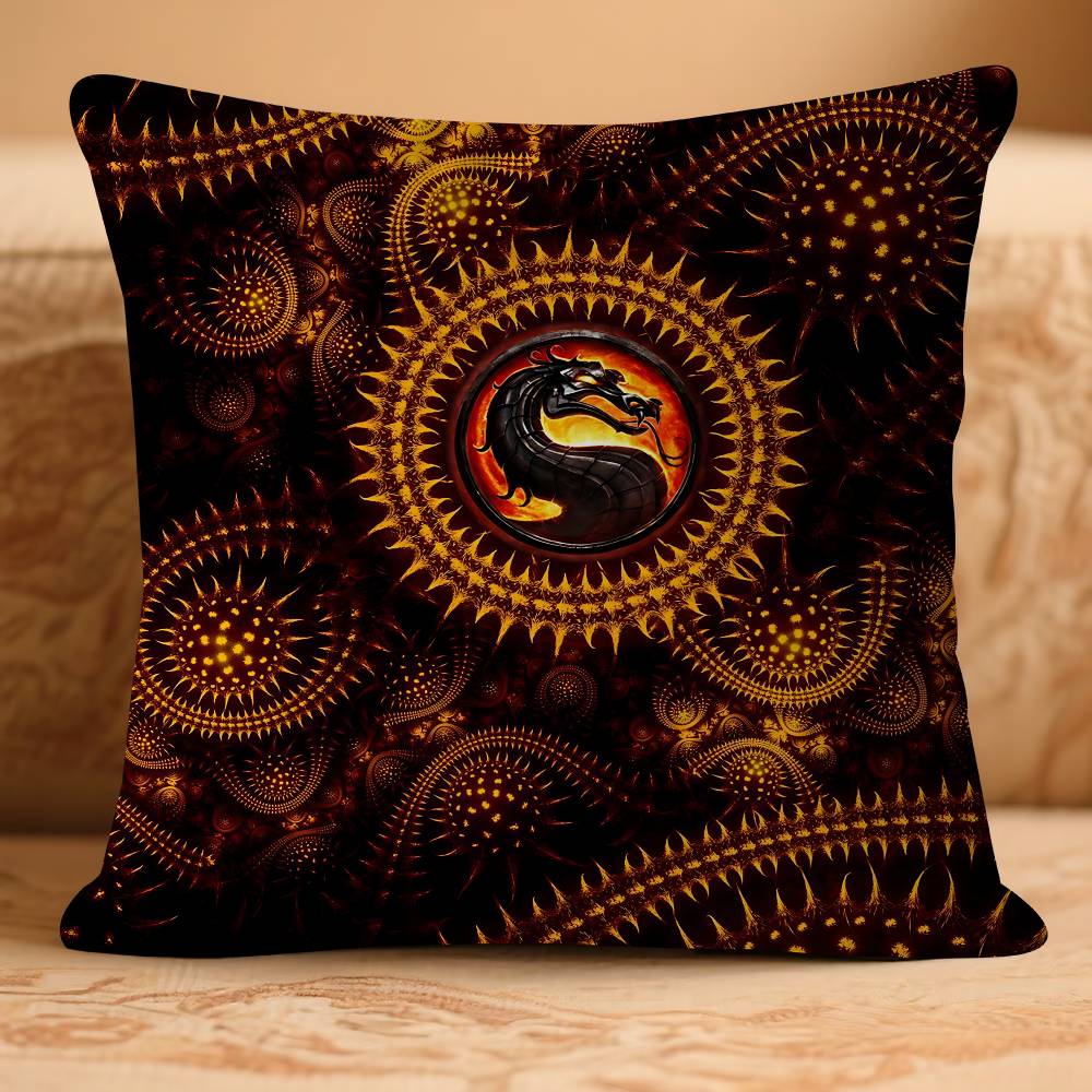 M-Mortal K-KombatS LOGO Pillow Case Removable Washable Cushion Cover – All-Season Soft Linen