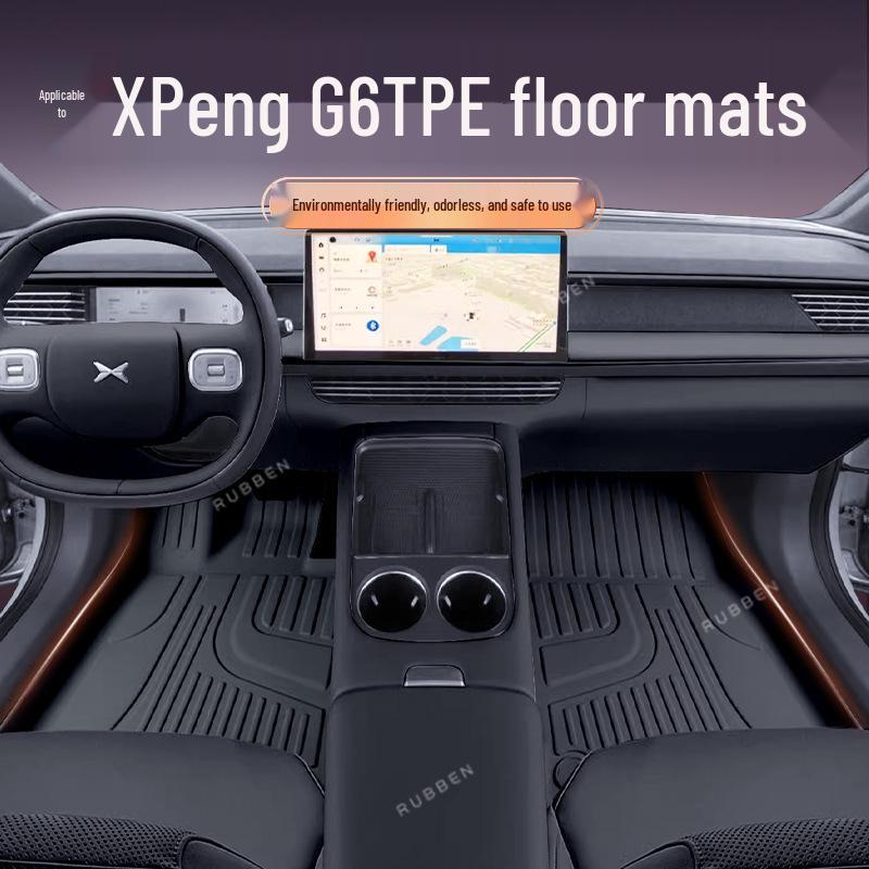 Custom Fit TPE Floor Mats for 25 XPeng G6 Models - Waterproof, Full Surround, Car Accessory Noble Gray - XPeng G6 Single Layer [TPE Mat]