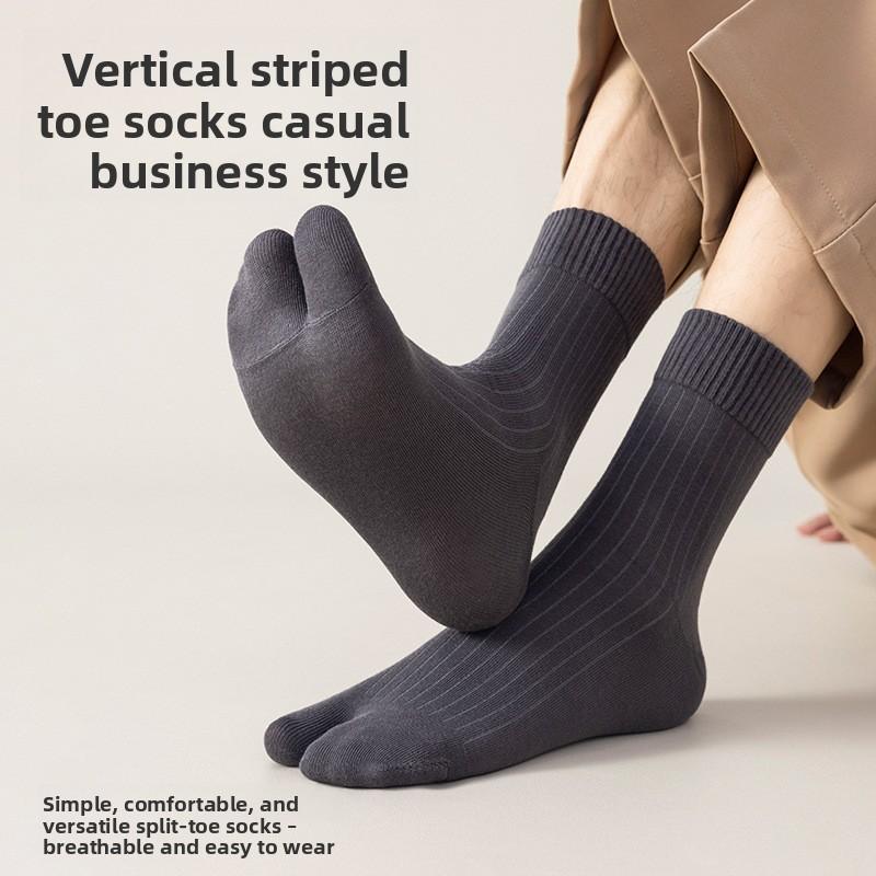 Split-toe Socks - Men's Mid-calf Socks - Cotton Socks - Anti-bacterial and Odor-resistant - High-calf Two-toe Socks - Long Socks