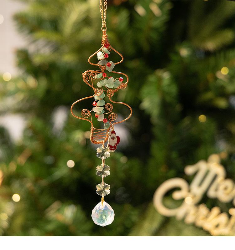 Christmas Handmade Copper Wire Winding Christmas Tree Handmade Sunshine Catcher Creative Production Pendant Car Hanging Original