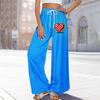 Damen Sommer Boho Palazzo Hose Hohe Taille Weites Bein Druck Freizeithose Mit Taschen