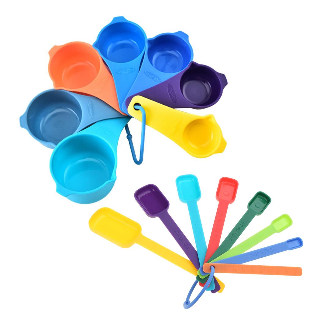 7-Piece Plastic Texture Measuring Seasoning Spoons Baking Scale Measuring Spoon/Cup Set Multifunctional Measuring Spoon