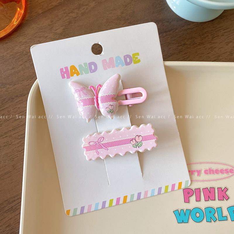 Cartoon colorful letter butterfly hairpin sweet cute girl side bangs duck bill clip hairpin headdress