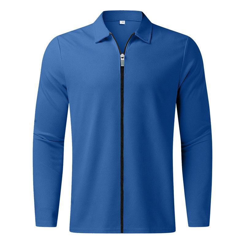 Men's 2023 Waffle Knit Lapel Jacket: Trendy Outerwear for All Ages & Outdoor Sports