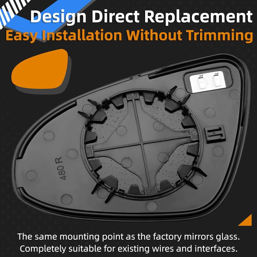 Passenger Side Mirror Replacement For Toyota Corolla 2014 2015 2016 2017 2018  - Right Side Mirror Glass, Rear View Mirrors Glass With Power Heated