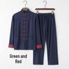 Men's Chinese Style Cotton Linen Tang Suit Jacket & Pants Set with Frog Buttons - Retro Zen Meditation Outfit