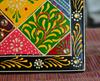 Hand-Painted Indian Folk Art Panel: Boho Wall Decor with Mirror