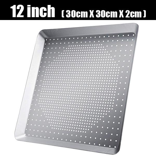 8/10/12inch Nonstick Square Pizza Crisp Pan with Holes Perforated Aluminum Alloy Pizza Oven Tray Bakeware for Oven Baking Pizza