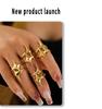 18K Gold-Plated Geometric Star Cross Open Ring - Titanium Steel Jewelry