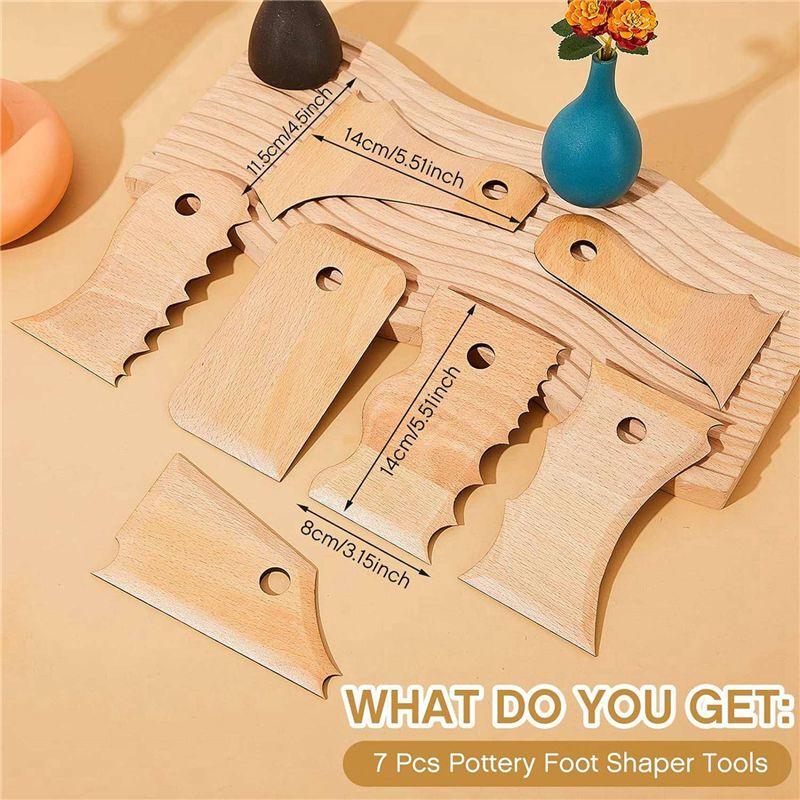 A60Z14 Pieces Pottery Trimming Tools Pottery Clay Foot Shaper Tools Texture Wooden Profile Rib Bundle Foot Shapermay