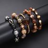 Hot Sale Amber Leopard Print Bead Stretch Bracelet Stainless Steel Waterproof Non-Fading Bracelet