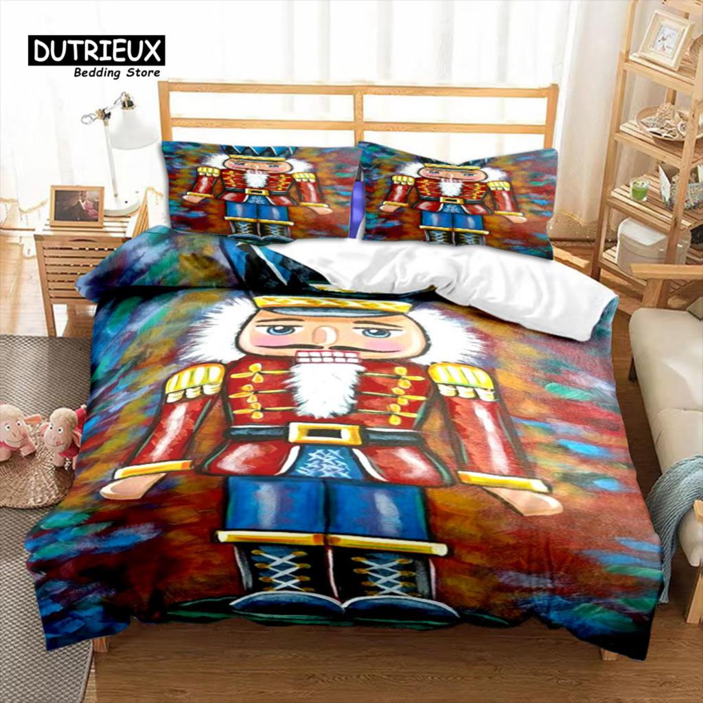 Comforter Nutcracker Christmas Bedding Set Cartoon Royal Guarder Comforter New Year Festival King Size