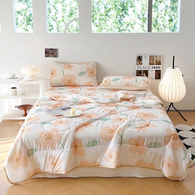 Letní chladící přikrývka Přikrývka Sada ložního prádla Klimatizační přikrývka Latexová prostěradla a povlaky na polštáře pro jednu manželskou postel