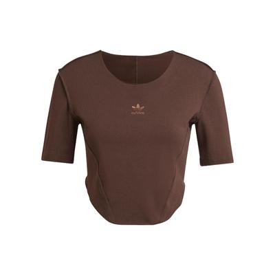 Camiseta Cropped Originals Com Estampa de Logo Tops Femininos Marrom HL9131