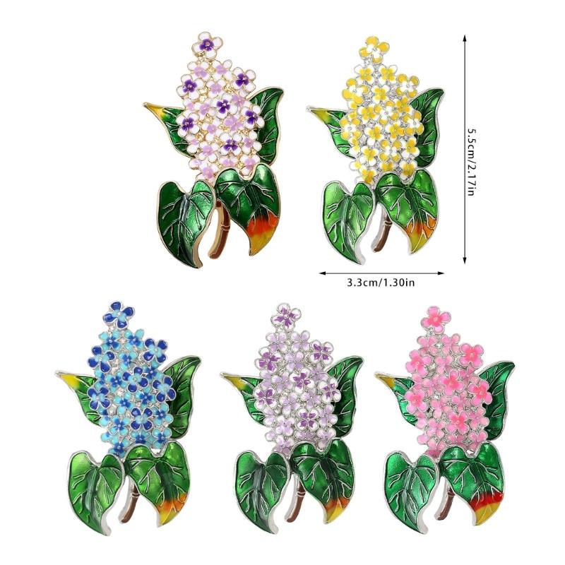 Elegante Hortensienblüten-Brosche mit künstlerischem Design, gefertigt aus robuster Legierung und Emaille zur Modeaufwertung
