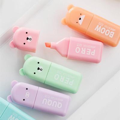 4/5/6 stücke Cartoon Bär Farbe Highlighter Marker Stifte Set 1-3mm Schräge Spitze Spot Liner Zeichnung hervorhebung Werkzeuge Schule