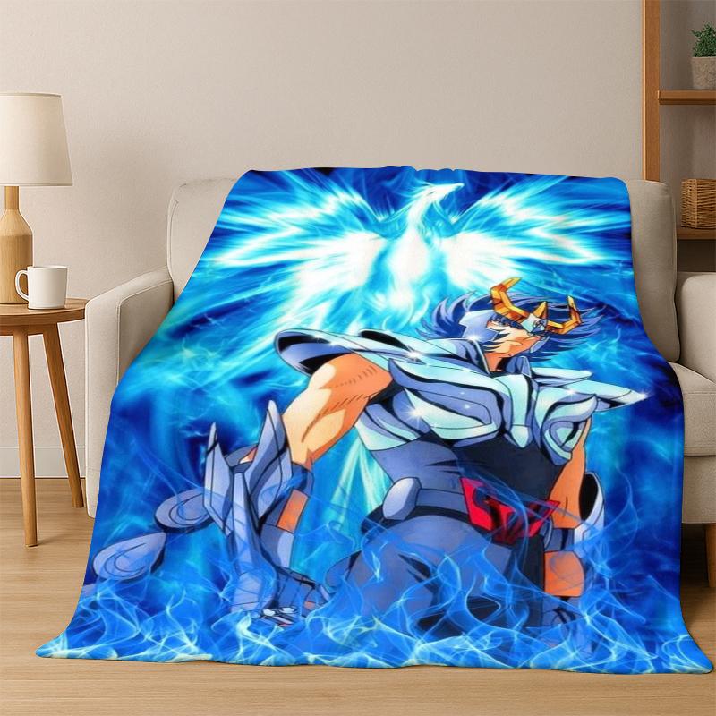 

Cartoon Saint Seiya Anime Flannel Blanket Soft Warm Blanket Throw Blanket for Bedroom Living Room Bed Travel Picnic Gift kid 75x90cm