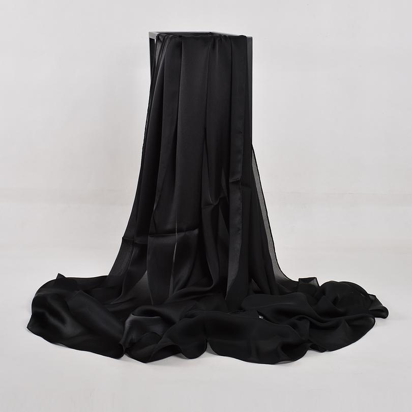 [BYSIFA] Chinese Silk Scarf Winter Women Long Satin Scarf Shawl Luxury Wine Red Scarves Simple Muslim Plain Head Scarf 180*90cm