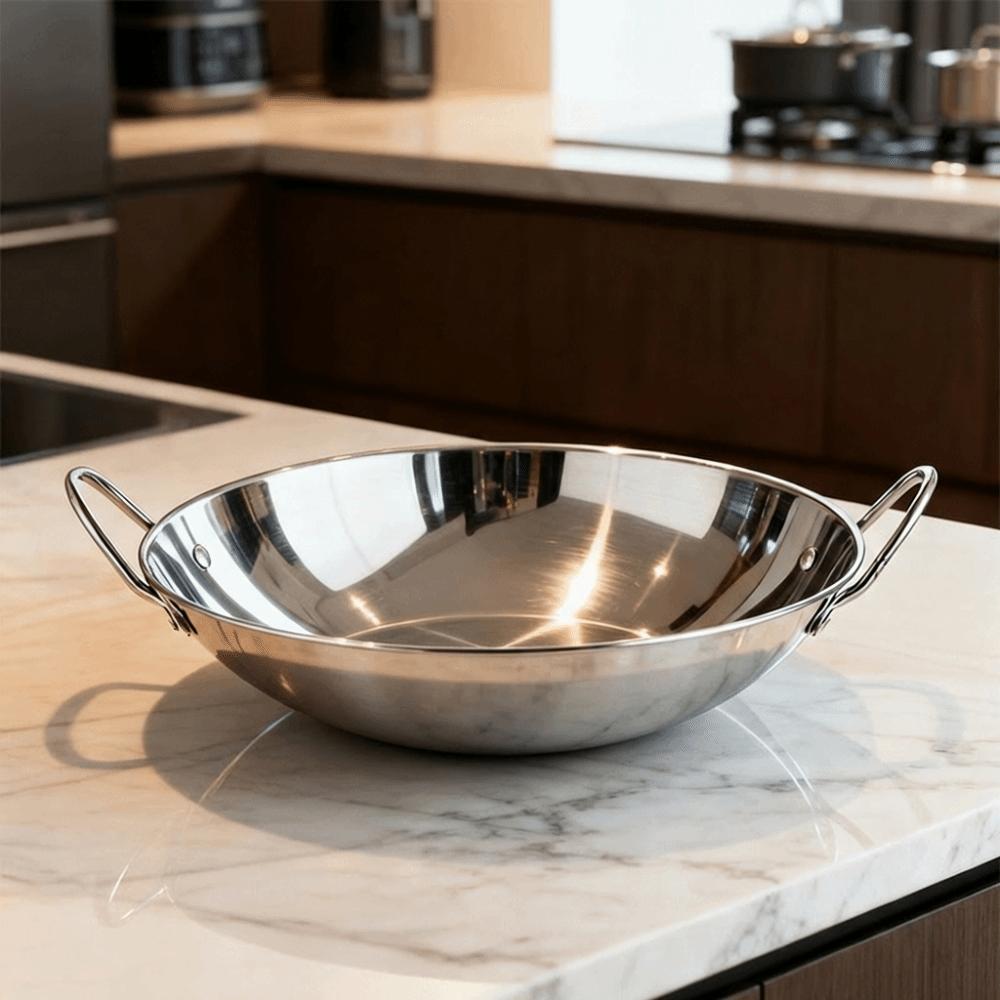 Durable Thickened Stainless Steel Wok Uncoated Windproof Outdoor Cooking Pot 7/8/9/10/11in Easy Clean Bar Stove Commercial