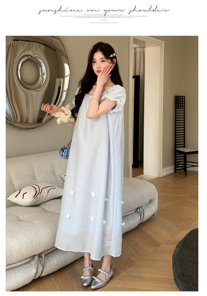 Elegant Korean-Style Maternity Dress 2026: Fresh, Loose, and Lightweight Over-the-Knee Summer Dress