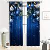 2 Stück - Weihnachtsvorhänge, Blaue Weihnachtskugeln, Polyester-Druckvorhänge, Heimdekoration, Raumdekoration