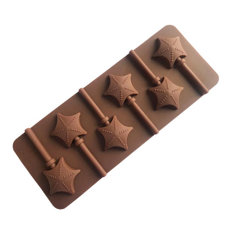 6 Star Silicone Lollipop Mold Chocolate Candy Chip Mold Five-Pointed Star Chocolate Bar Star Lollipop