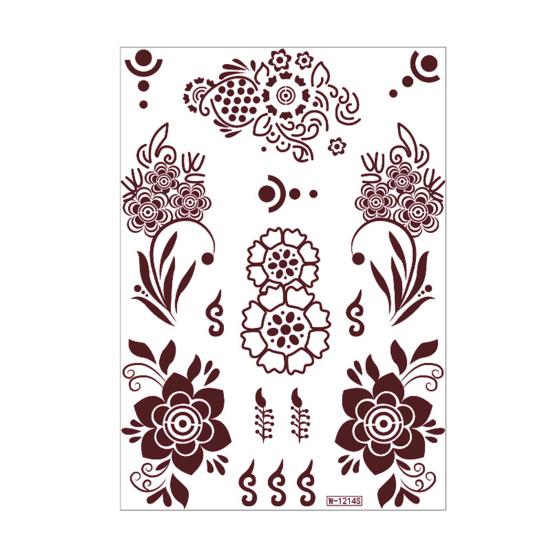 Nostalgie Red Henna Tattoo Kit, Waterproof Tattoos Stickers, Temporary Stickers for Women Wedding Party Festival Decorations