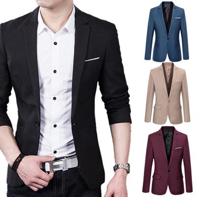 Ανδρικό Μονόχρωμο Σακάκι Slim Fit με Step για Επίσημη Επαγγελματική Εμφάνιση Κοστούμι με Ένα Κουμπί