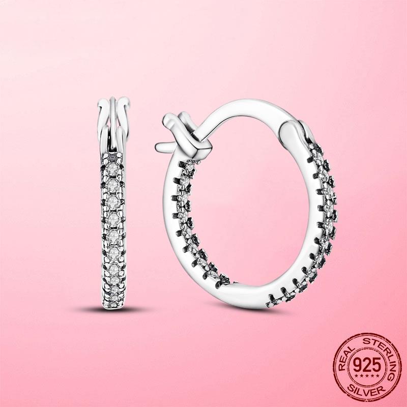 Uued 925 Silver Hot Moments Charms Hoop kõrvarõngad naistele Trendikas suur ring Mood hõbekõrvarõngad ehete valmistamine