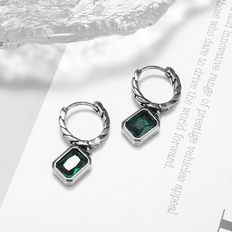 Stylish Geometric Square Green Gemstone Hypoallergenic Earrings for Women Elegant Casual Dinner Party Jewelry Girls Gifts
