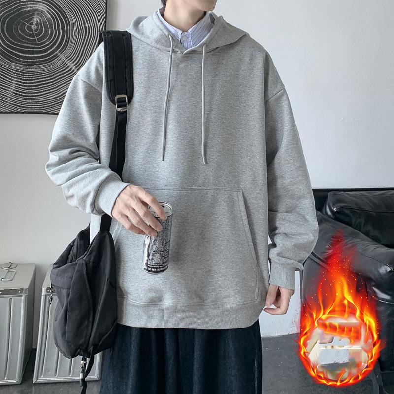 Sweat à capuche décontracté et confortable pour homme, haut ample, couleur unie, pour le sport et le printemps-automne