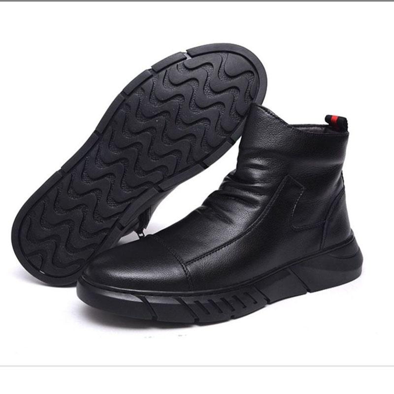 Boots Spring and Autumn Leather Breathable High-top Casual Leather Shoes Men's Business British Style Leather Boots