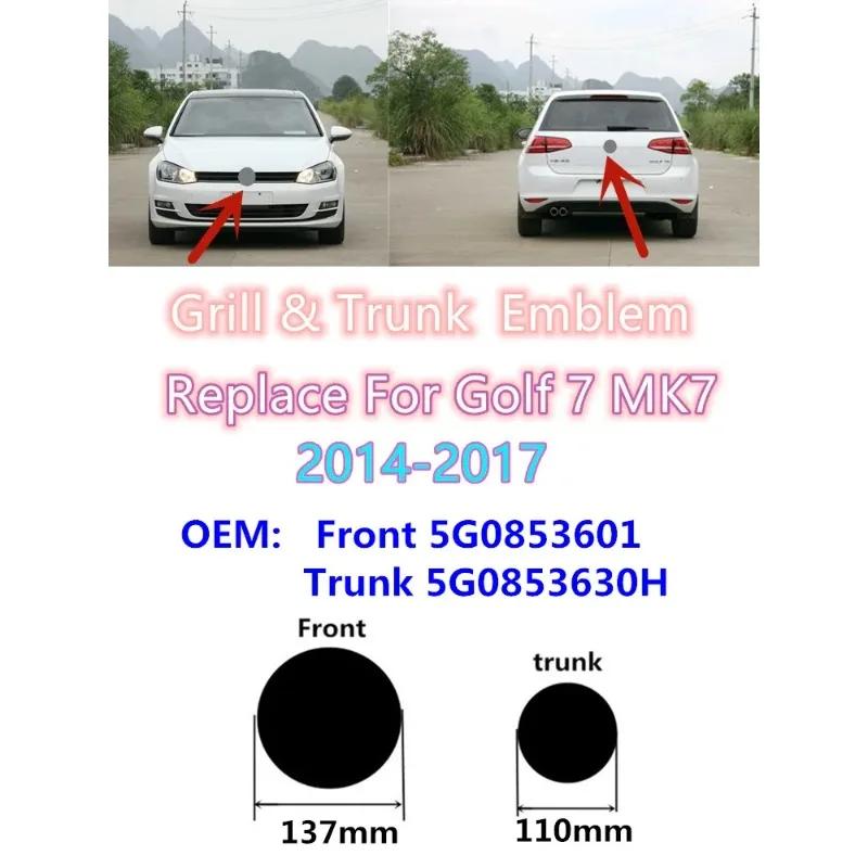 BGI1 2026 New For VOLKSWAGEN VW 2pcs Replacement Badge For Golf 7 Golf7 MK 7 2014 2015 2017 2016 Car Front Bonnet Grill Rear Trunk Em GE9